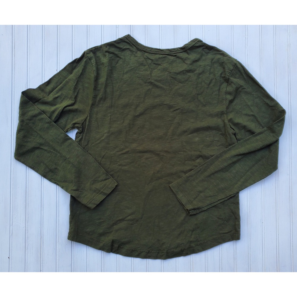 American Giant Womens Long Sleeve Slub Cotton Tee Olive Green Size S Made in USA